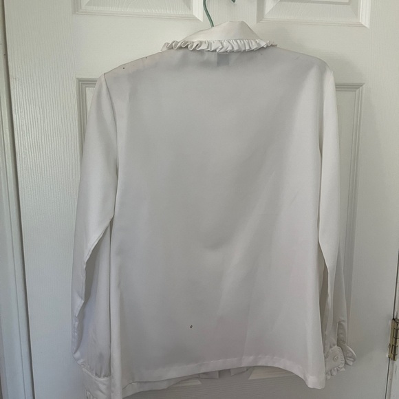 Women’s Rare Vintage Sears Long Sleeve White Blouse Sz XS/S - Picture 2 of 6